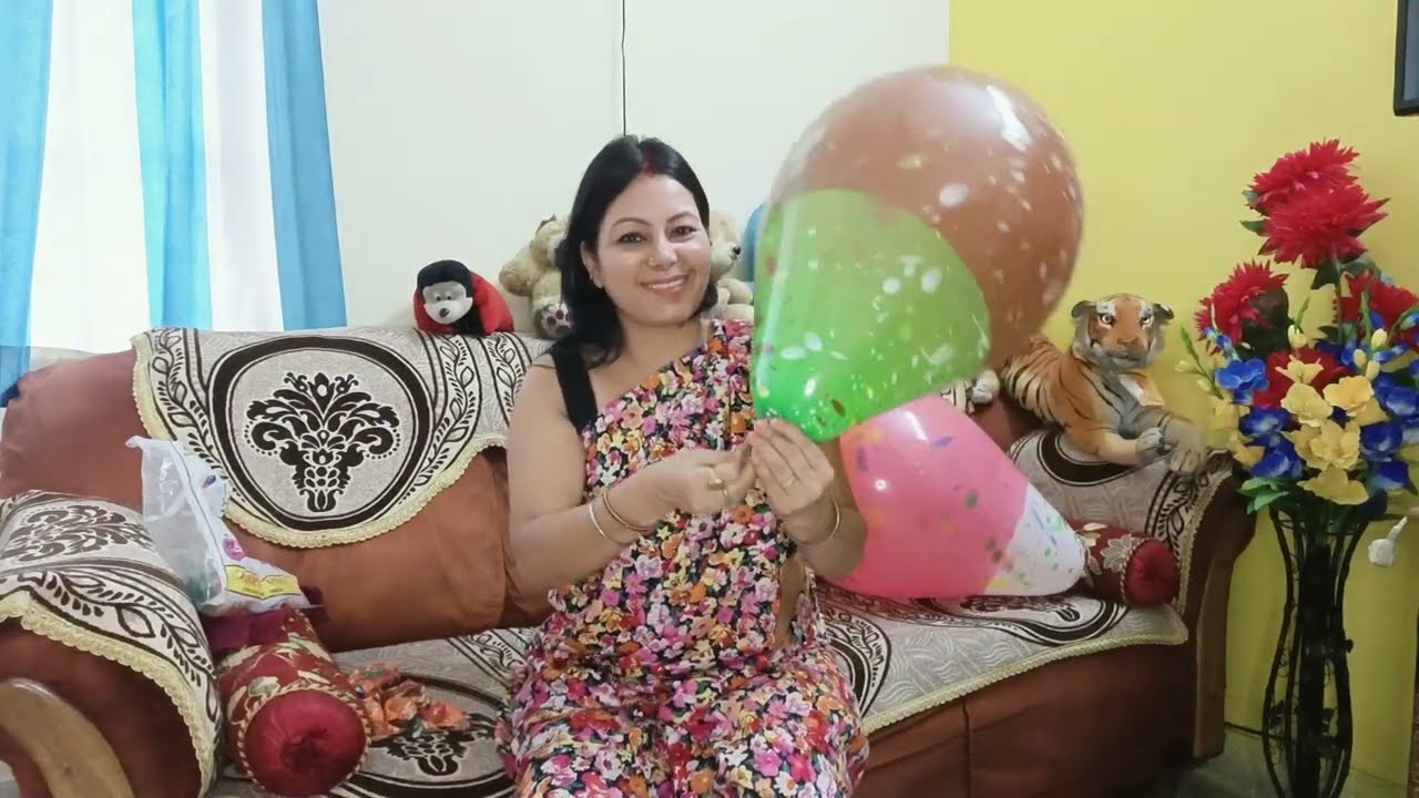 balloon blowing and popping