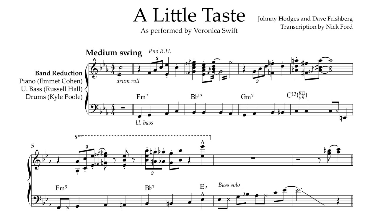 A Little Taste - Veronica Swift Transcription