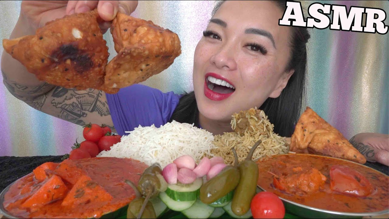 ASMR EATING CURRY + RICE + SAMOSA *SO GOOD Full Face Friday (EATING SOUND) NO TALKING | SAS-ASMR