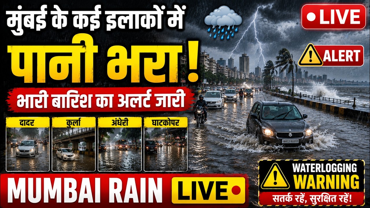🔴 Mumbai Rain LIVE: अगले 5 घंटे खतरे के! 😱 | Heavy Rain Alert | Waterlogging Warning