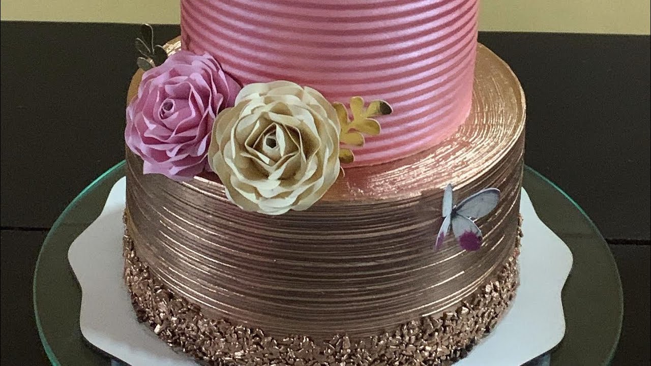 Bolo de Andar dourado Rose / Rose Gold / Chantininho / rose golden floor cake