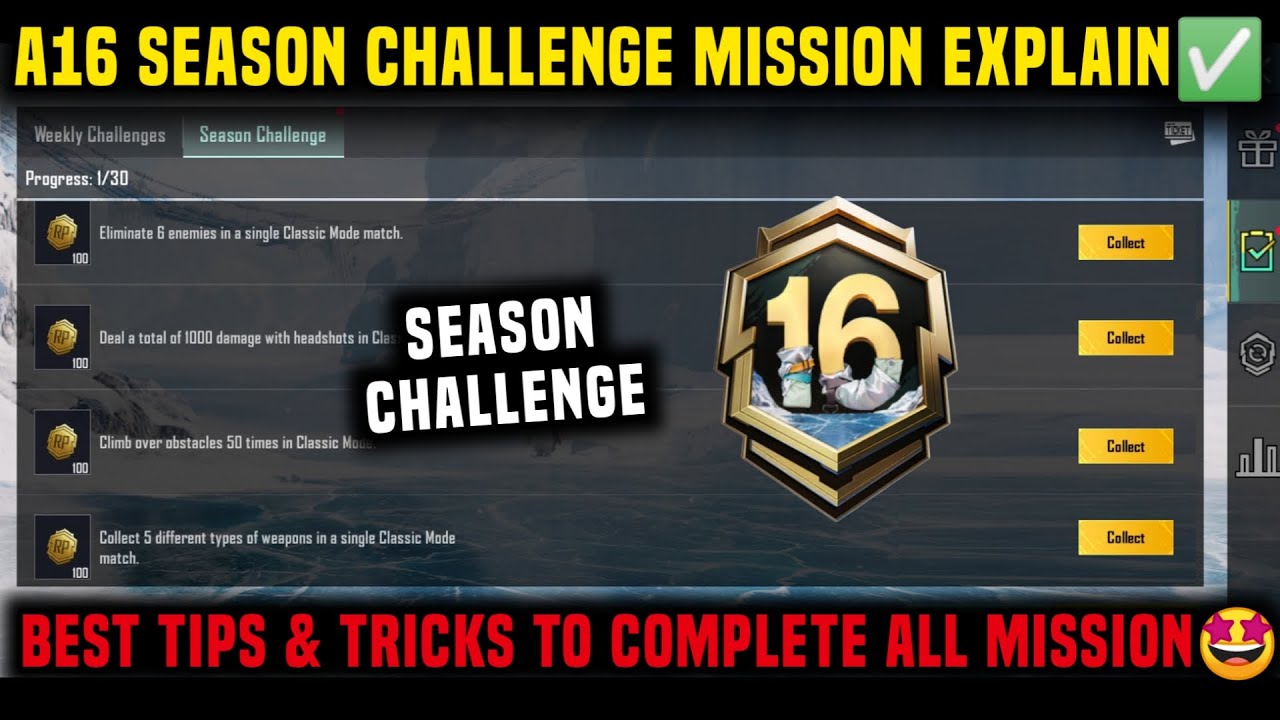 A16 SEASON CHALLENGE MISSION EXPLAINED 🔥 C9S27 ROYAL PASS ALL SEASON CHALLENGE MISSION PUBG & BGMI