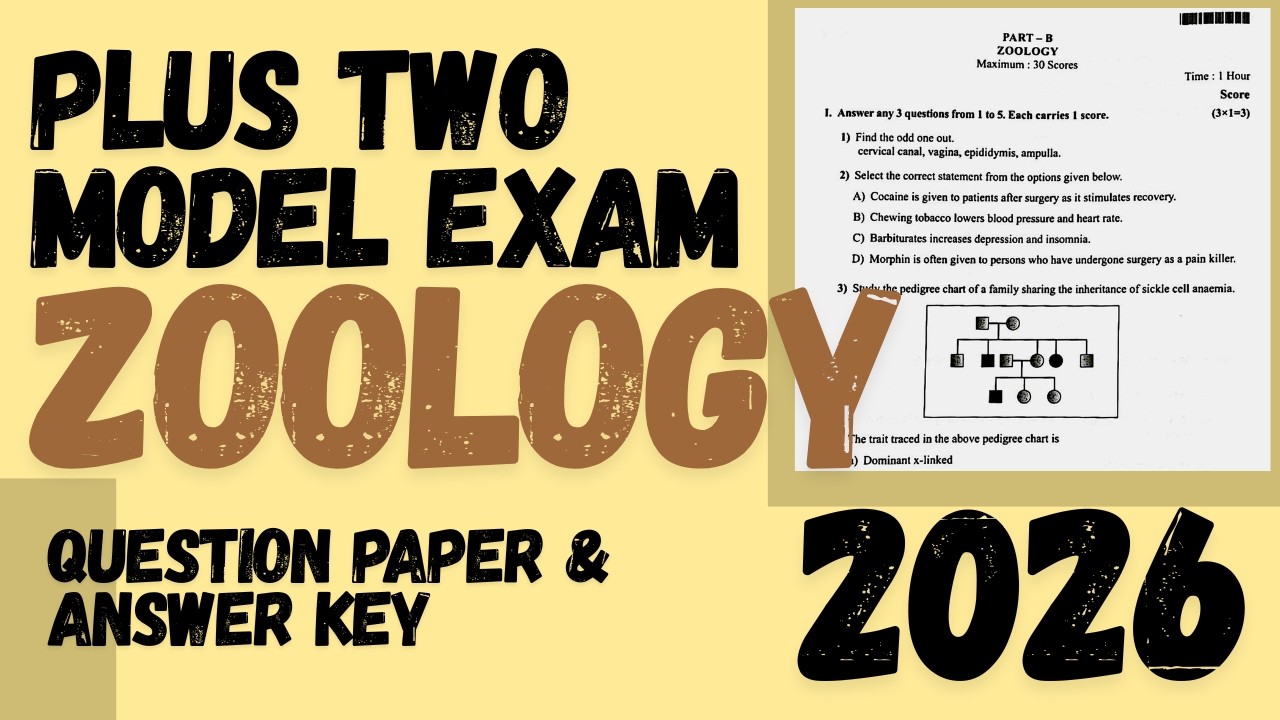PLUS TWO BIOLOGY MODEL EXAM QUESTIONS PAPER & ANSWER KEY 2026| ZOOLOGY  #biology #answerkey #2026