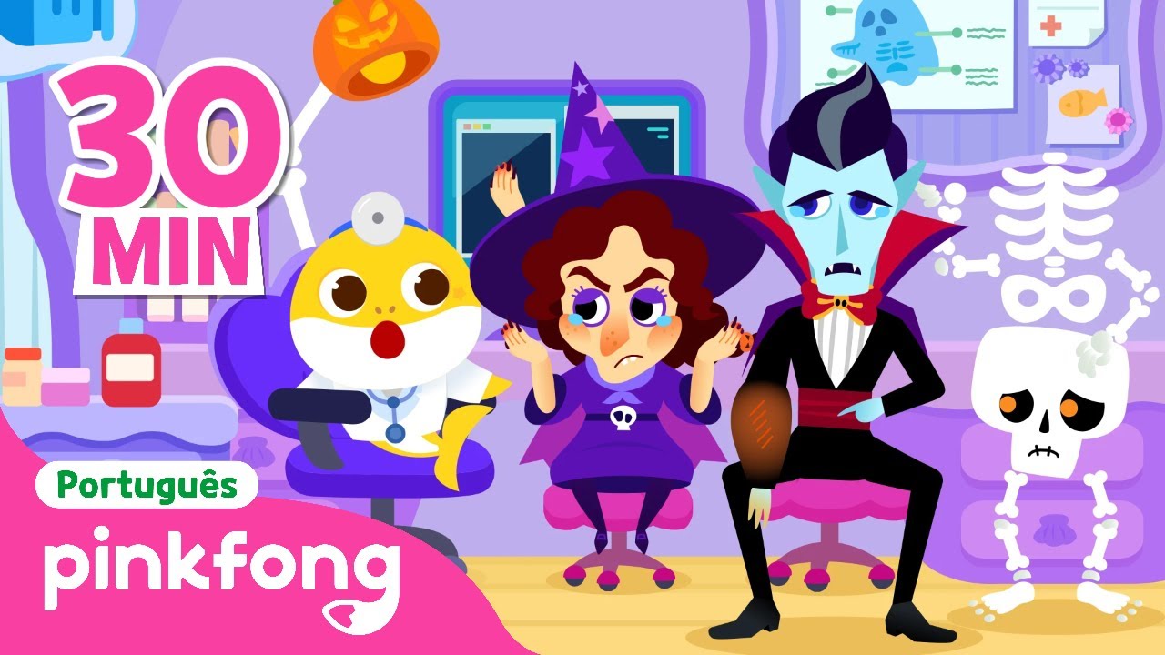 Boo! Brincando no Hospital do Halloween 🧙‍♀️🧛‍♂️💀 | Pinkfong, Bebê Tubarão! Canções para Crianças