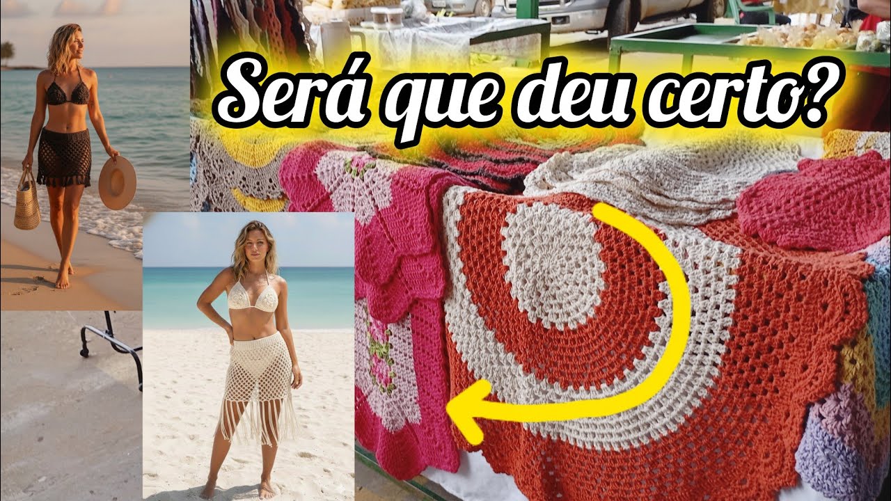 VENDENDO MODA PRAIA NA FEIRA🏖️ Minha experiência crochê na feira! #embuscadomeusim 