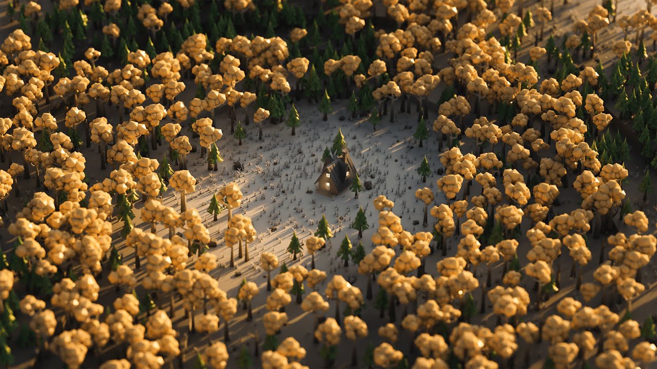 LowPoly Autumn Forest - Timelapse [Maya 2021]