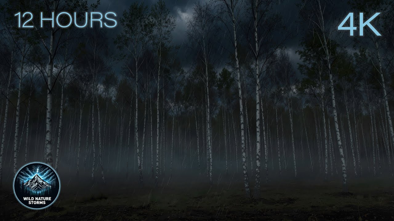 The Fogged Birch Forest | 12 Hours of Dark Rain & Mist Ambience
