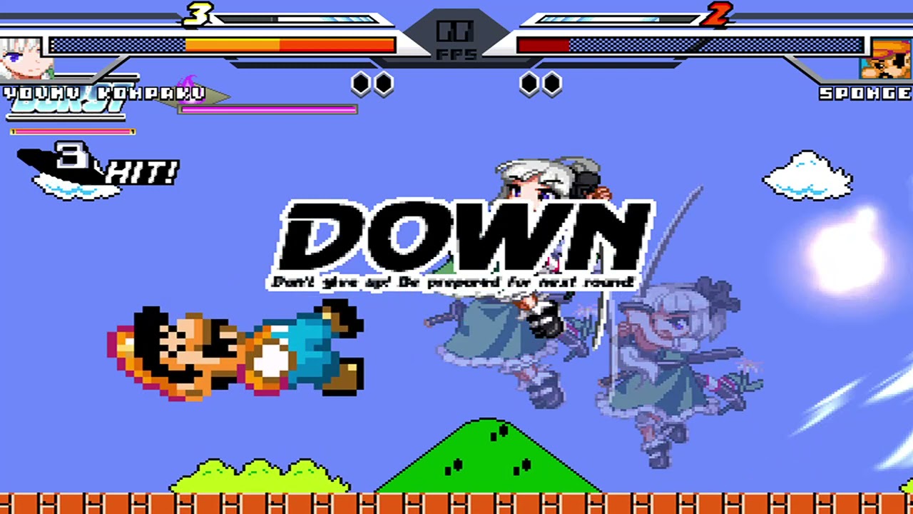 NICK54222 MUGEN: Youmu Konpaku (me) VS Sponge (Spondage Mario)