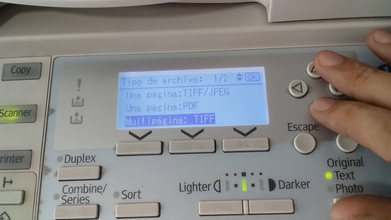Como escanear en PDF y TIFF a color o blanco y negro, carta u oficio con la RICOH Aficio MP201?