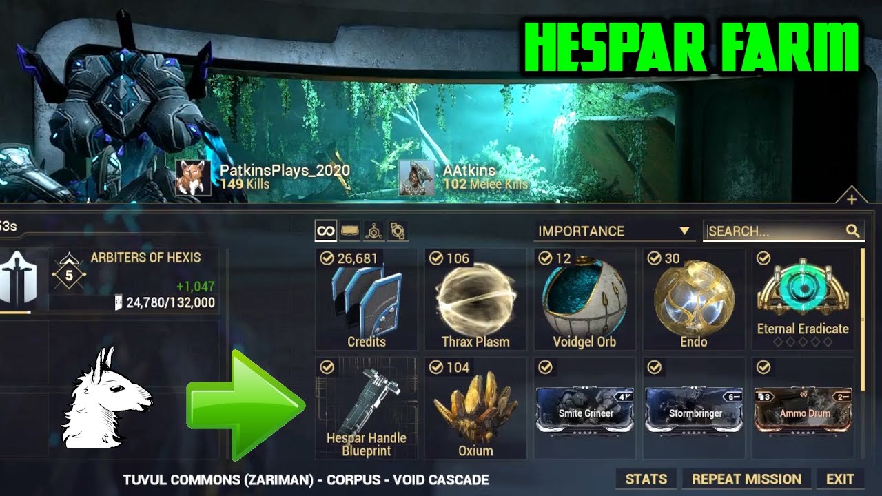 Let's Play Warframe - Hespar Farming (Hespar Handle) Angels of Zariman