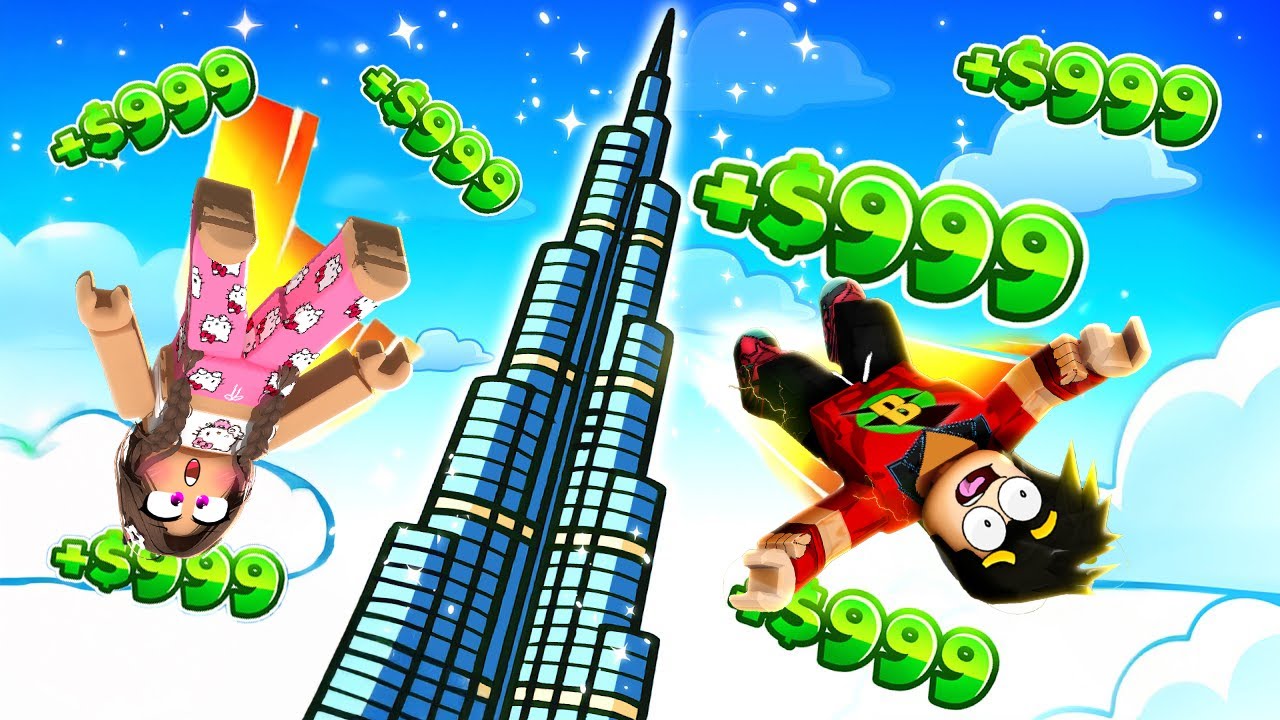AYBÜKE İLE EN YÜKSEK BİNADAN AŞAĞI ATLADIK !! Roblox Climb and Jump Tower