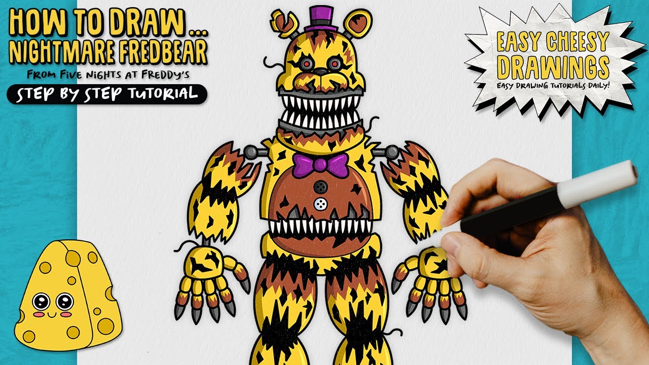 How to Draw NIGHTMARE FREDBEAR 😱🐻 (Five Nights at Freddy's) | Easy Step-By-Step Drawing Tutorial