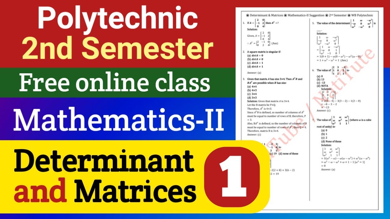 Determinants and Matrices (Part-1) | 2nd Semester Polytechnic | NatiTute