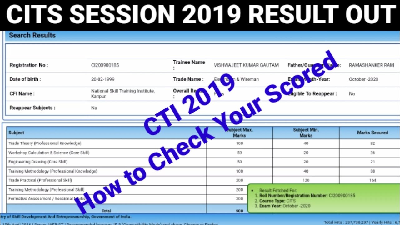 CITS SESSION 2019-20 Final Result Out Check kaise kare | CTI BATCH 2019 Result Declared