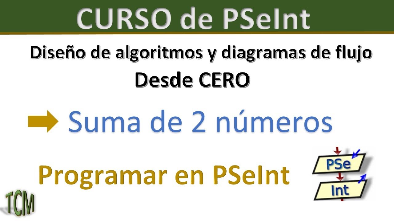 Crear un ALGORITMO desde CERO (Pseudocódigo y Diagrama de Flujo)Suma de 2 numeros en PSeInt.