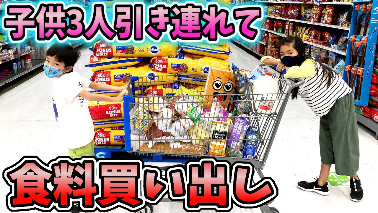【アメリカ5人家族の買い出し‼】子供3人引き連れてウォルマートに食料買い出しからの買った物紹介