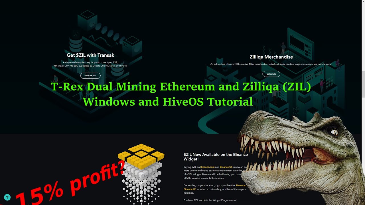 T-Rex Miner Dual Mining Ethereum and Zilliqa (ZIL) with ShardPool.IO Windows HiveOS Config Tutorial
