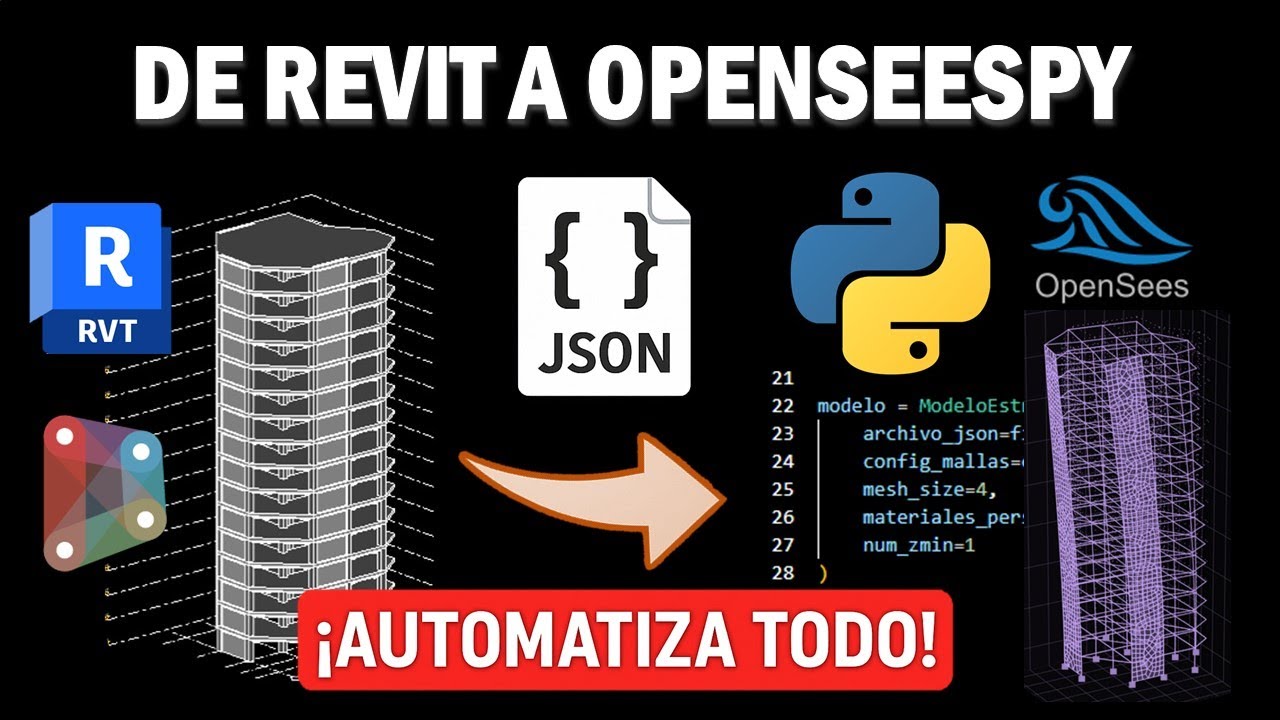 Automatiza Modelos 3D en OpenSeesPy Desde Revit ¡Con Solo un JSON!