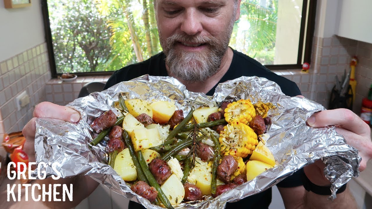 How To Foil Roast Dinner - Sausages and Vegetables - Greg's Kitchen