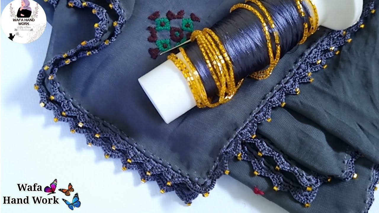 Cute Small Things To Crochet For Beginners 💯 Haw To Make Crochet Lace for dupatta, Qureshi Design🦋🧵🦋