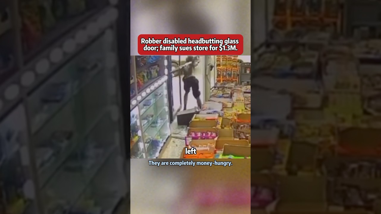 Robber disabled headbutting glassdoor; family sues store for $1.3M #crime #court #new