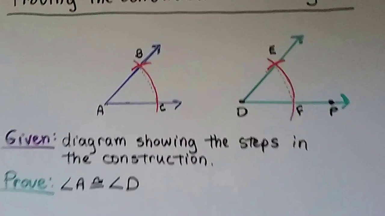 Geometry 4.9c, Congruent Triangles to prove Constructions valid