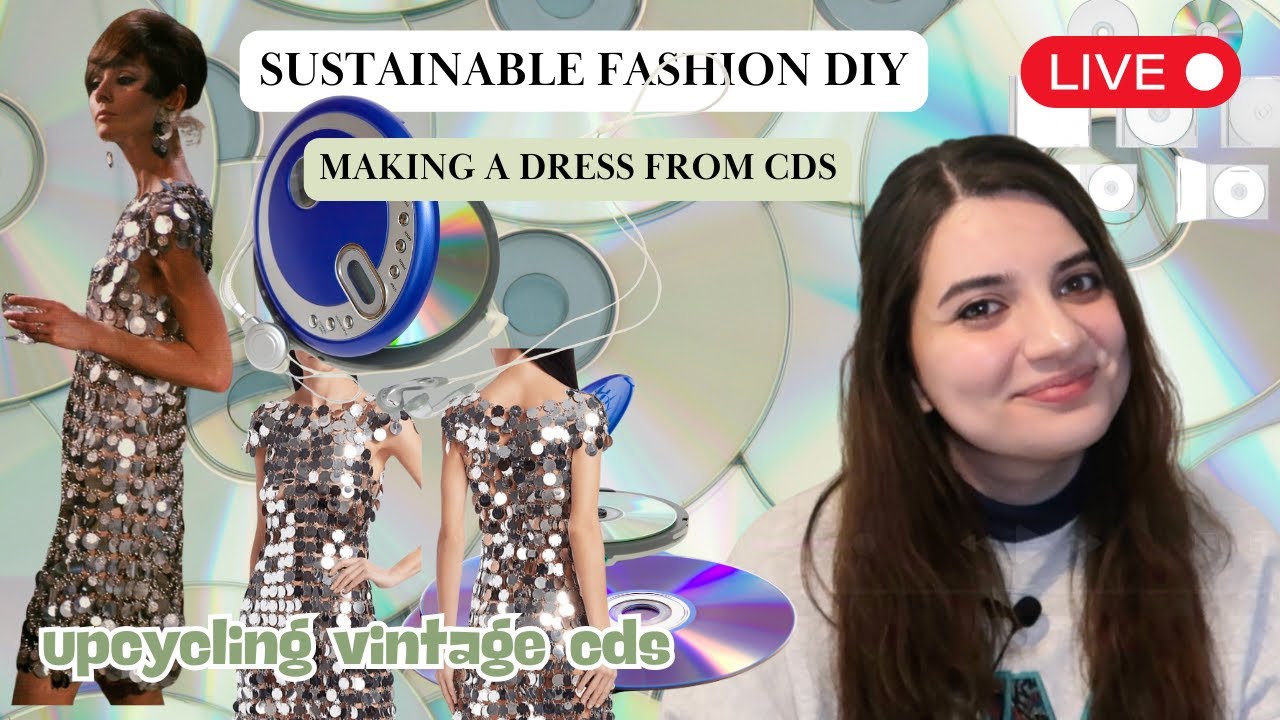 Upcycling a Shiny DRESS w/ Vintage CDs✨ | Sustainable Fashion DIY Hangout