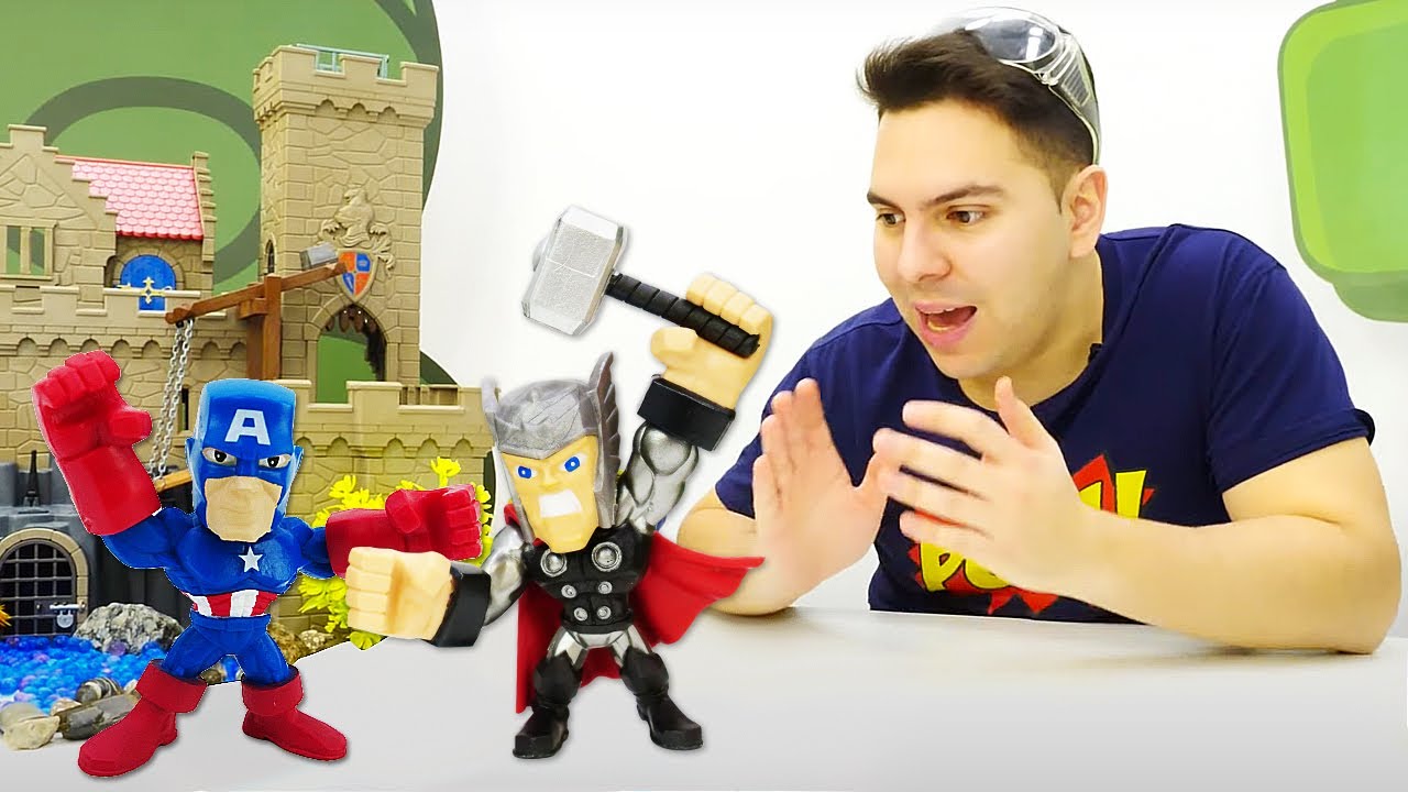 Capitán America VS Thor. Una competición de coches. Vídeos de juguetes para niños en español.