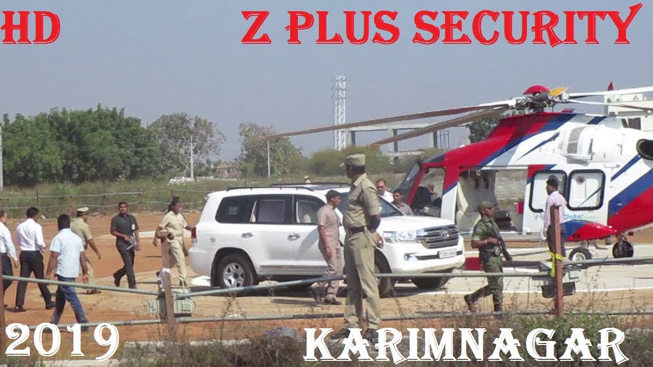 CM KCR Z Plus security during kaleshwaram inspection || CM KCR Helicopter