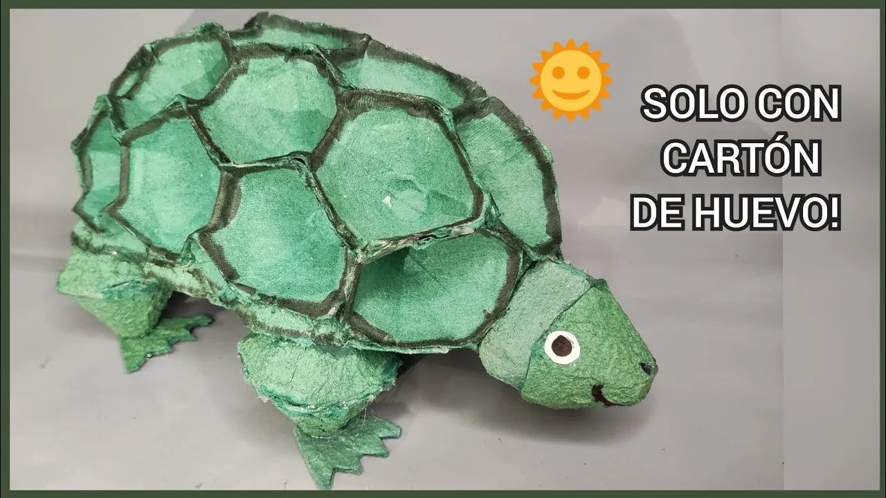 Como hacer una tortuga con cartón de huevo. Muy fácil