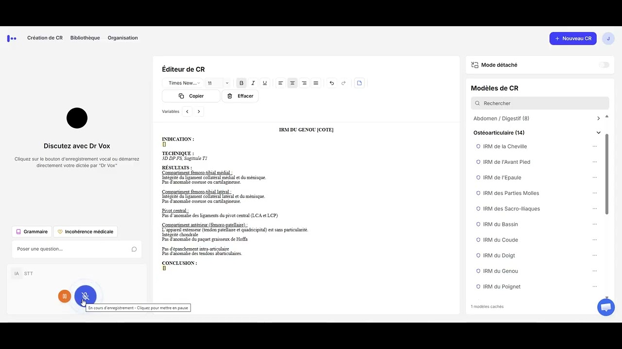 Modification d'un compte rendu sur Medpilot