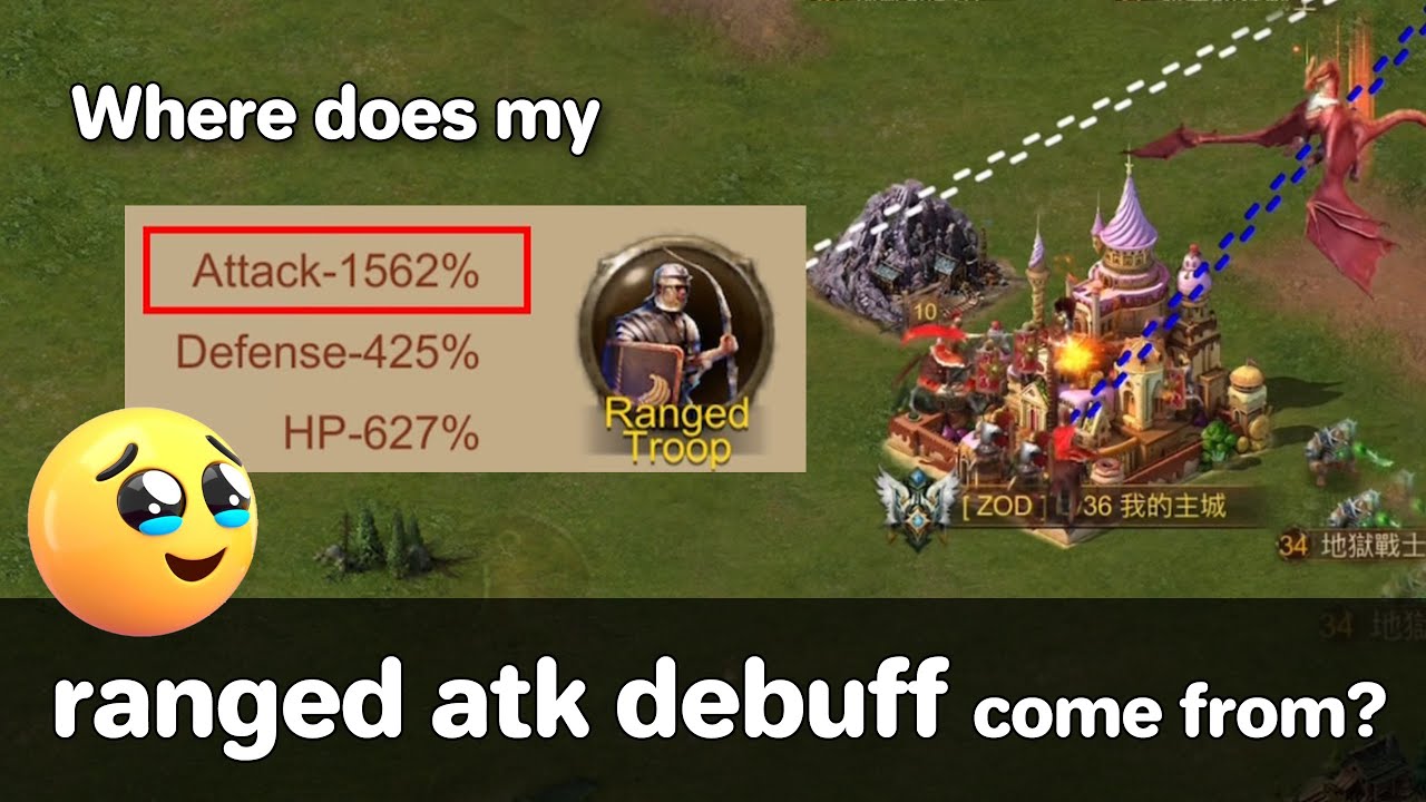 Evony | My current ranged debuff -1562% and where they come from | T1 trap | f2p