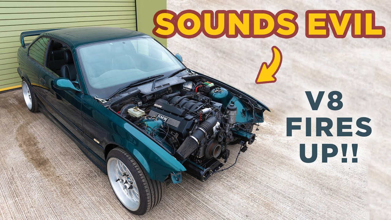 V8 swapped E36 fires up for the first time!!