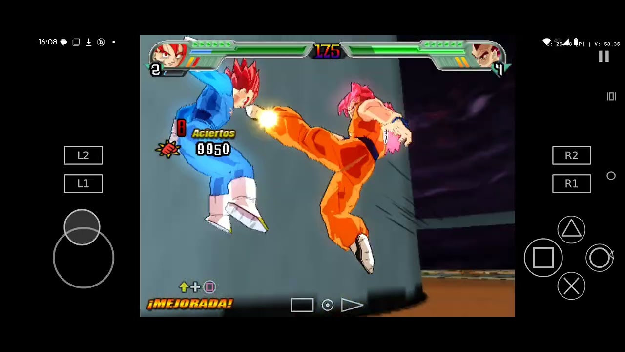 Moto g34 5G jogando jogo Anime War Budokai Tenkaichi 3 tentando jogar na tela é difícil 