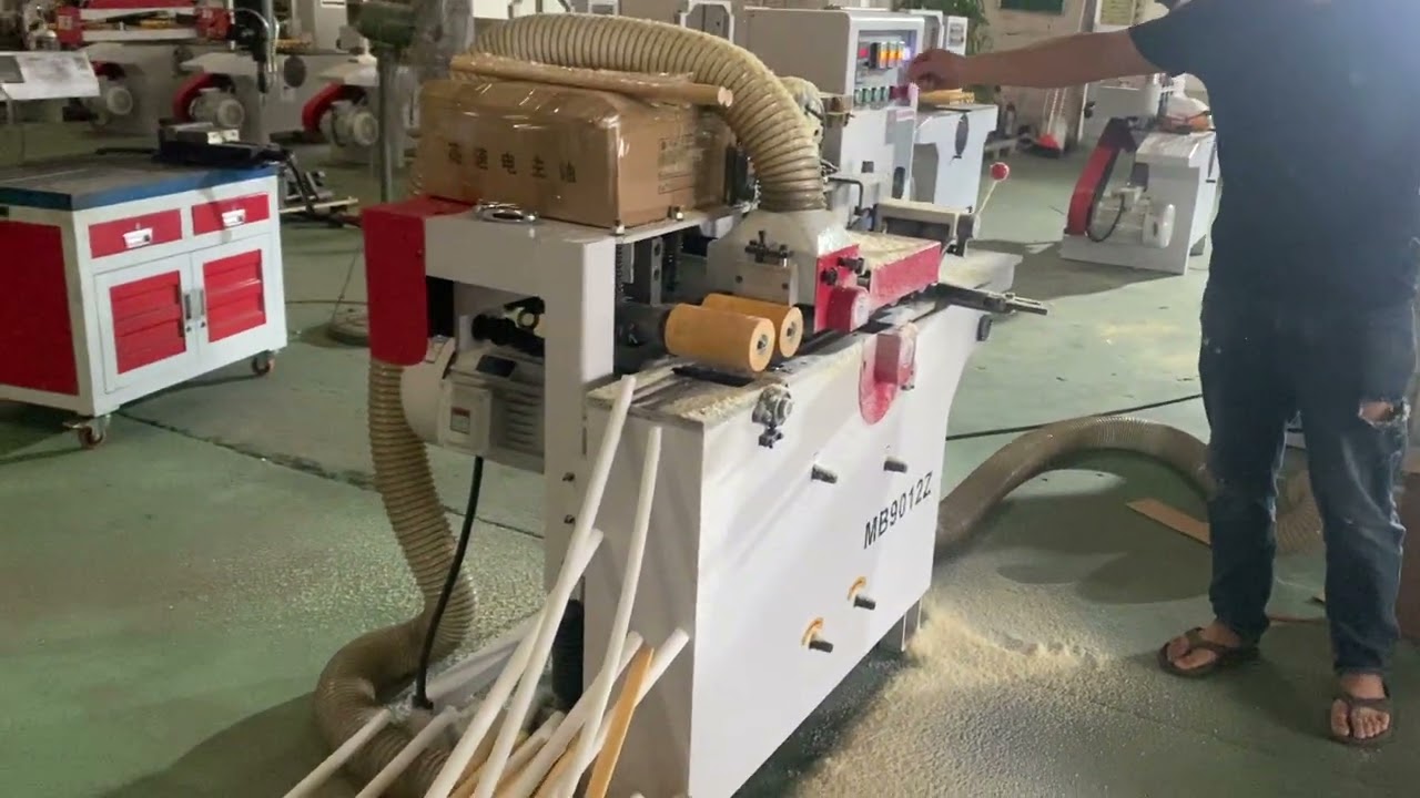 High Efficient MB9012Z Broom Stick making machine. #woodensticks #broomstick #woodworking #roundrod
