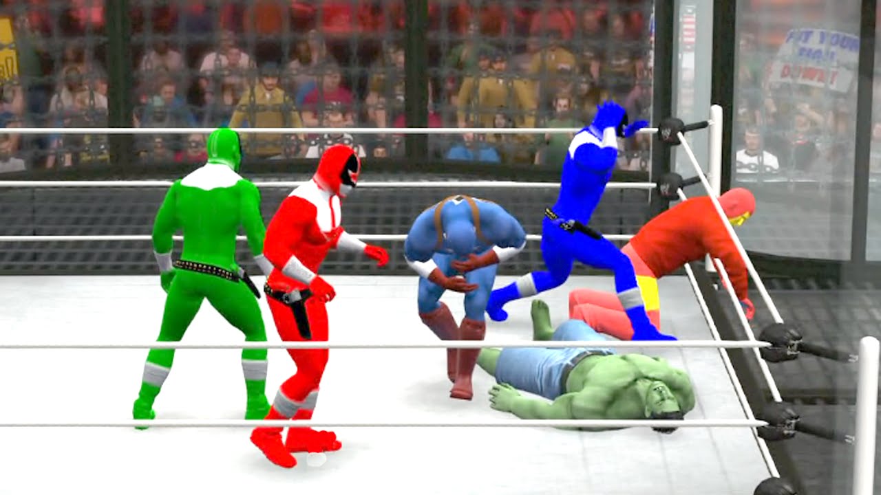 WWE 2K15 - Avengers vs Power Rangers - Elimination Chamber Match