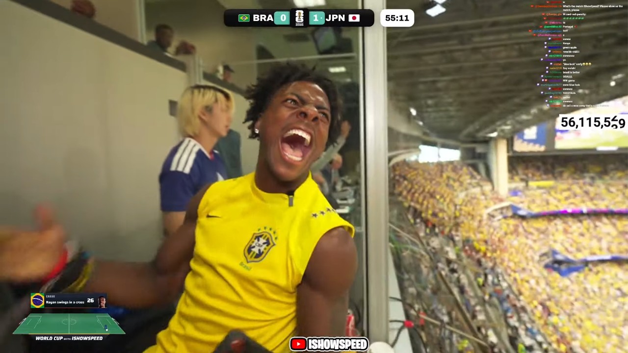 iShowSpeed Reacts To Brazil&rsquo;s Equalizer Against Japan 🤯🇧🇷
