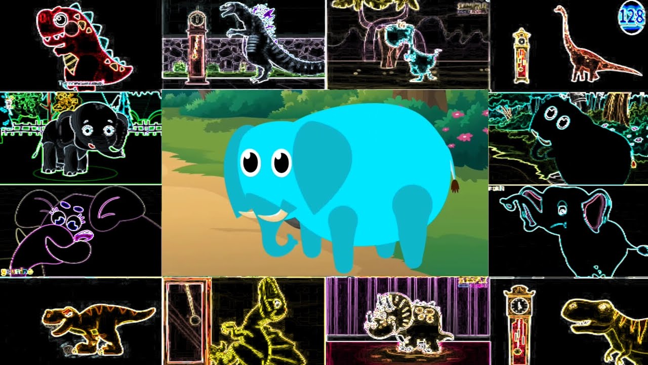 HICKORY DICKORY DOCK || 4 ELEPHANT & 8 DINOSAUR || 12 CLOCK CRASHER IN 1 BIG SCREEN || FX TUTORIAL