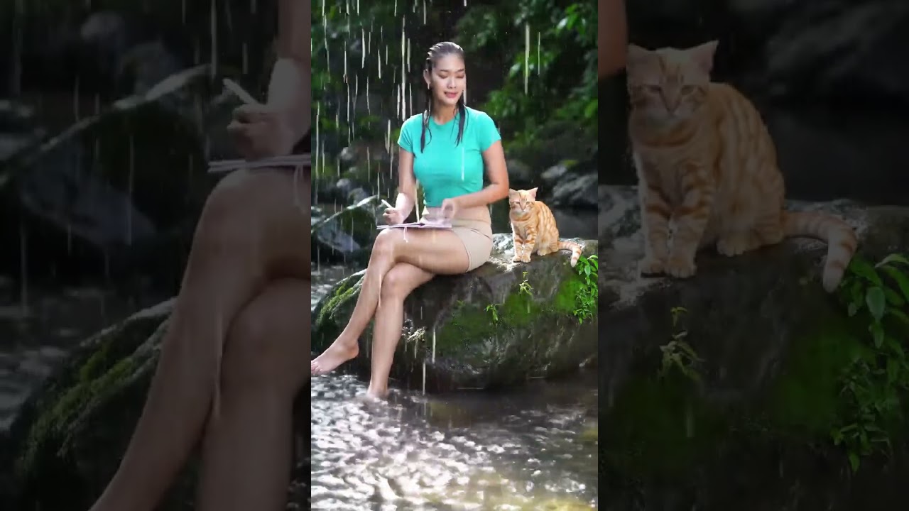 Rain in Nature 🌧️🌿 #shorts #raininnature #naturalrain #aivideo #peacefulrain #calmnature