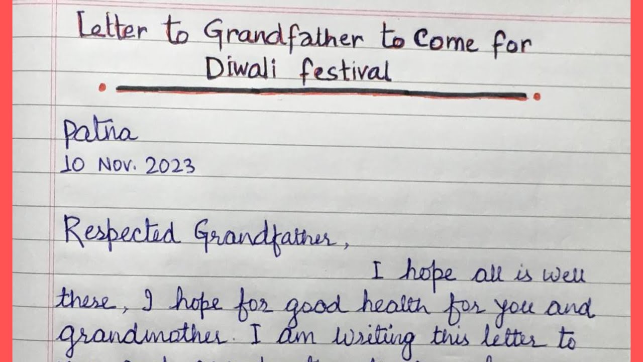 Letter to Grandfather to come for Diwali Festival || A grandson's letter to his grandfather