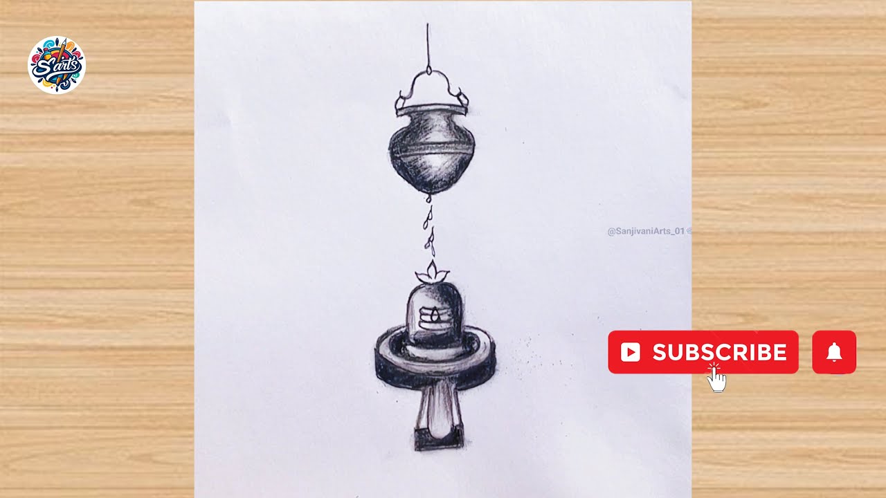 Mahadev Shivling Pencil Drawing | Jal Abhishek Sketch Step by Step | Easy Lord Shiva Art 🕉️