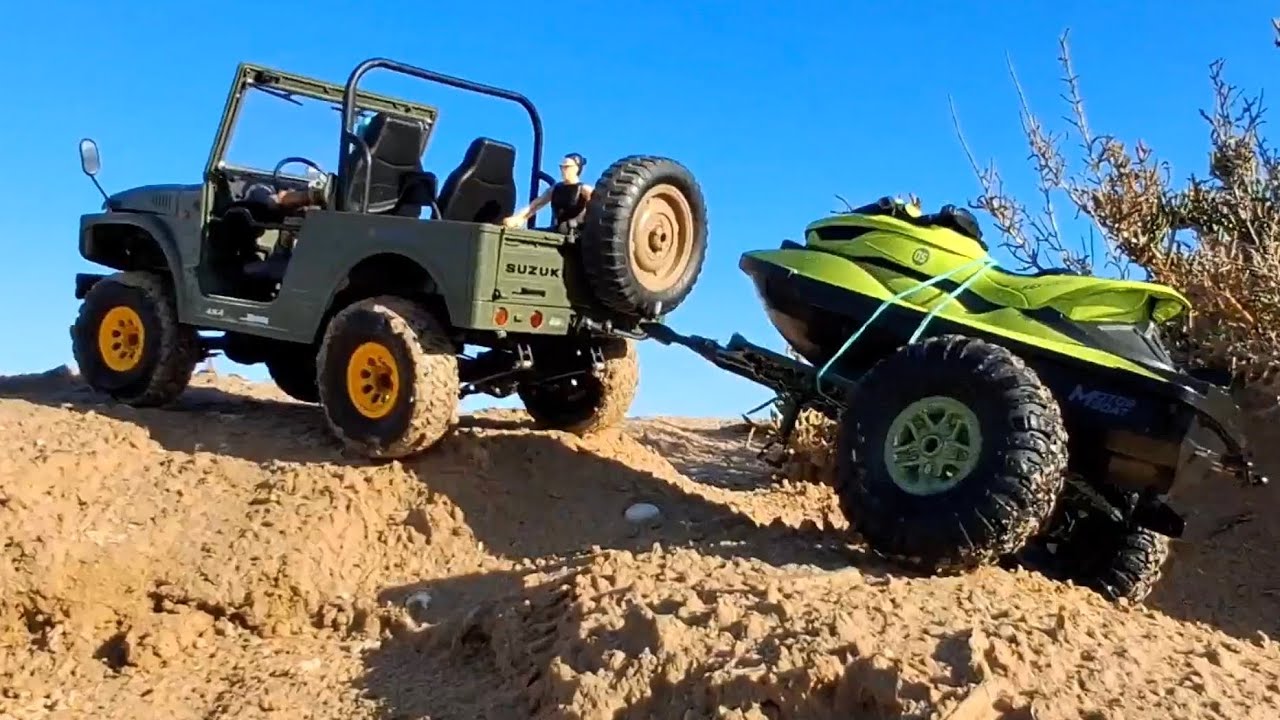 WPL C84 SUZUKI JIMNY CON REMOLQUE MOTO DE AGUA #automobile #rcoffoad #best #rccar #rccrawler