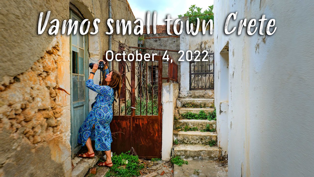 Vamos Village, Chania Crete, walking tour 4k, Greece 2022