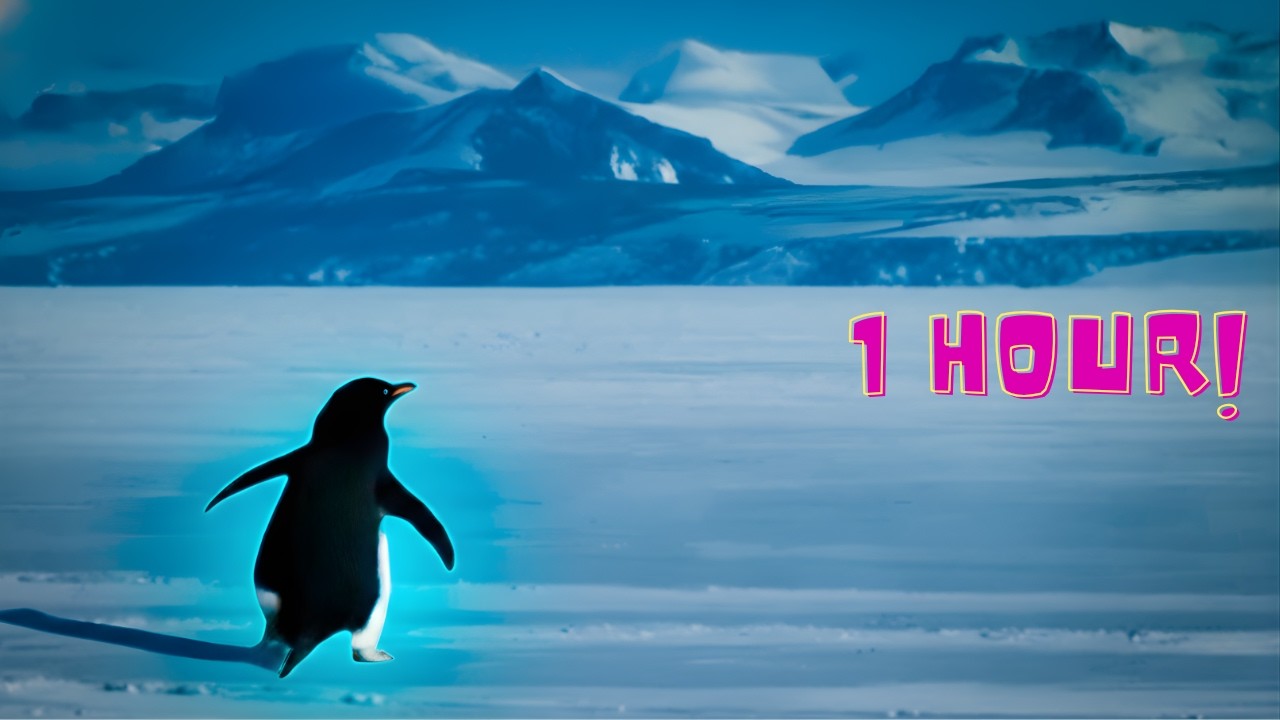 Nihilist Penguin walking towards Mountains | But Why? for 1 Hour!