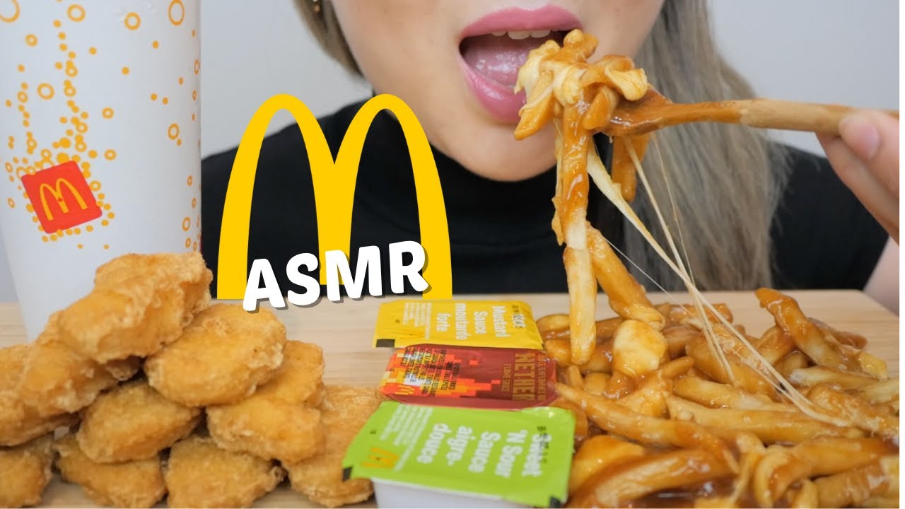 McDonald's Cheesy Poutine with Chicken McNuggets *Soft Spoken Eating Sounds | N.E Let's Eat
