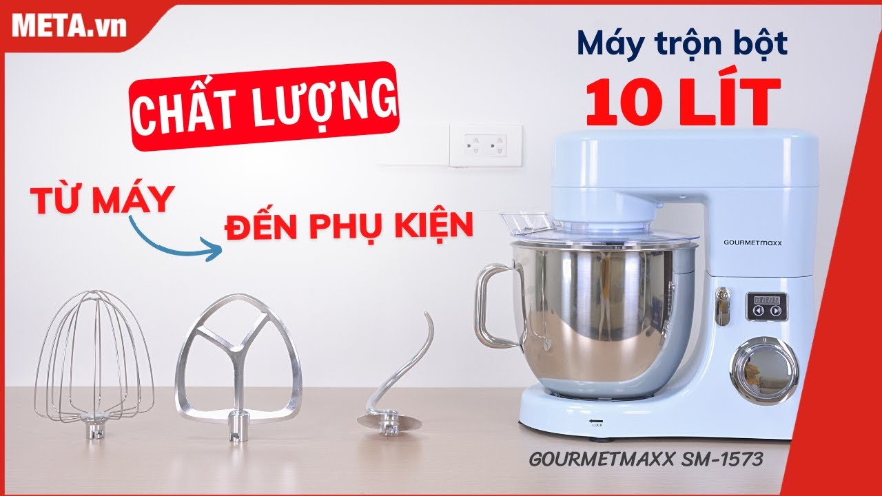 Máy nhào bột công nghiệp Gourmetmaxx SM-1573 thố trộn 10 lít, công suất 2000W | META.vn