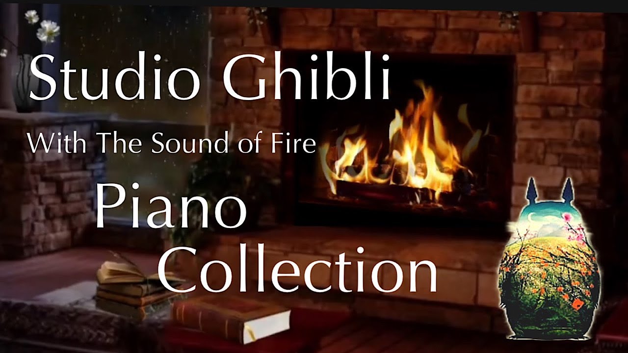 Fireplace Piano 10 Hours,Studio Ghibli,Sleep Meditation,Relaxing Music(No Mid-roll Ads)