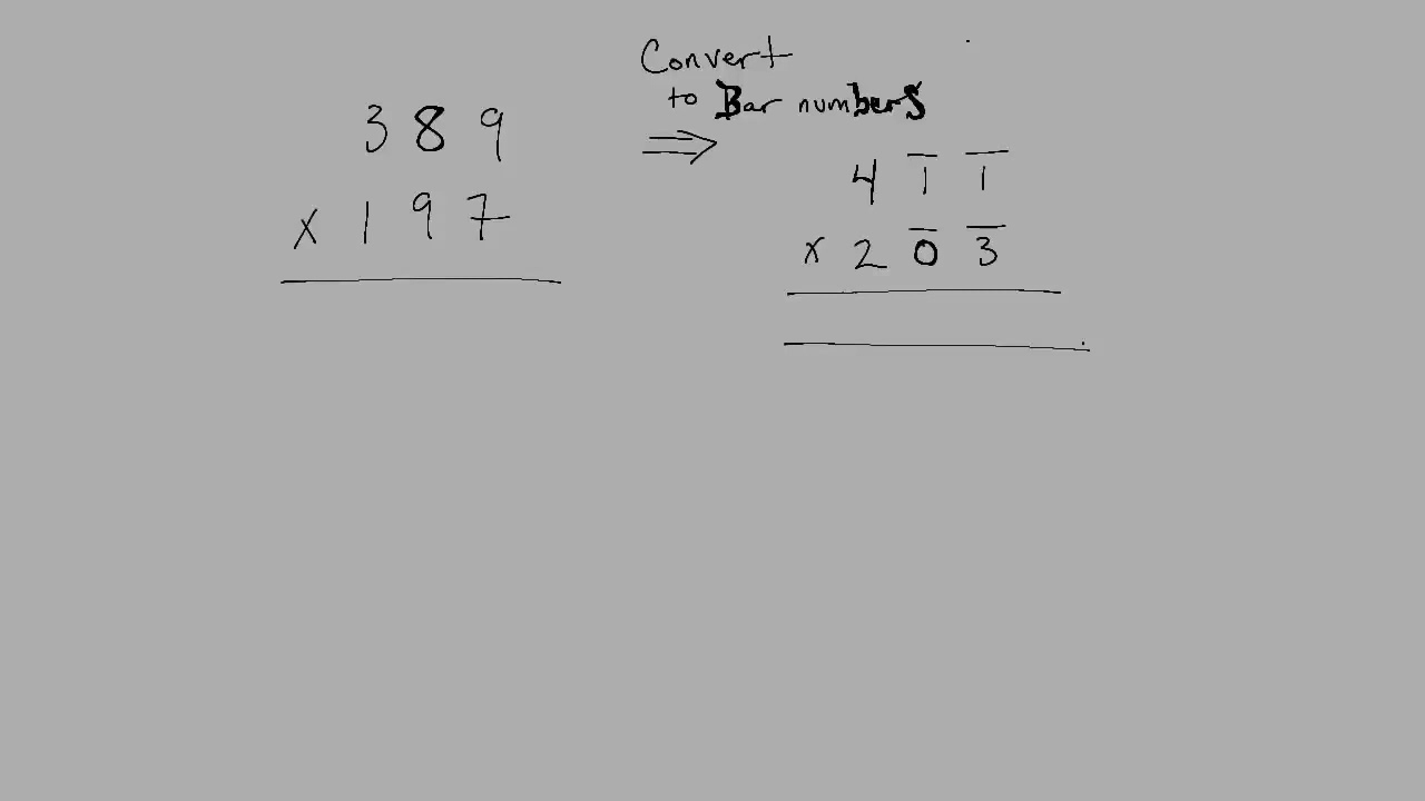 VEDIC MATH, Convert to bar numbers then Vertically and Crosswise. Short Video.