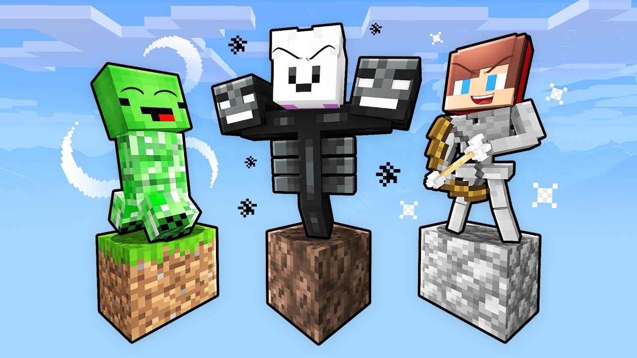 JJ vs Mikey vs Carrie: MOBS ONE BLOCK SURVIVE in Minecraft - Maizen