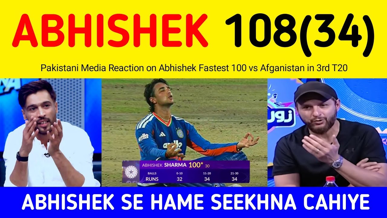 Mohammad Amir Crying on Abhishek Sharma 30 Ball 100 vs Afg | Pak Media Reaction on Abhishek  Batting